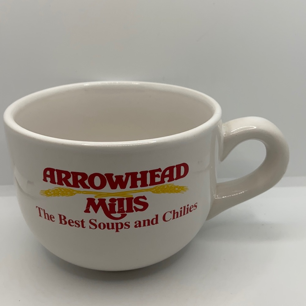 Vintage Arrowhead Mills The Best Soups and Chilies Mug White Retro